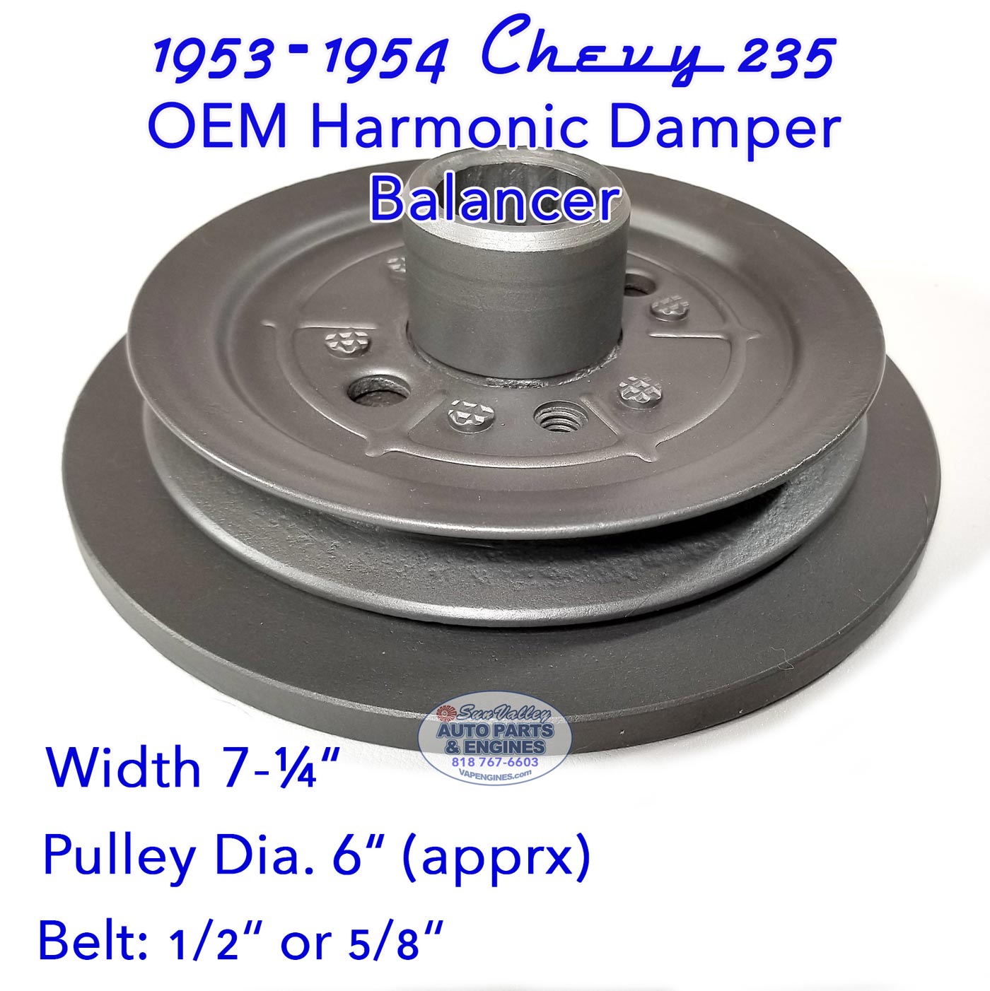 53-54 Chevy 235 Harmonic Balancer ½" to 5/8"