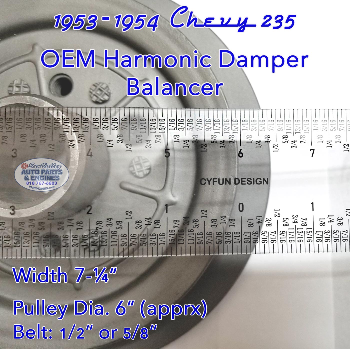 1953-54 chevy 235 harmonic balancer 6in pulley width
