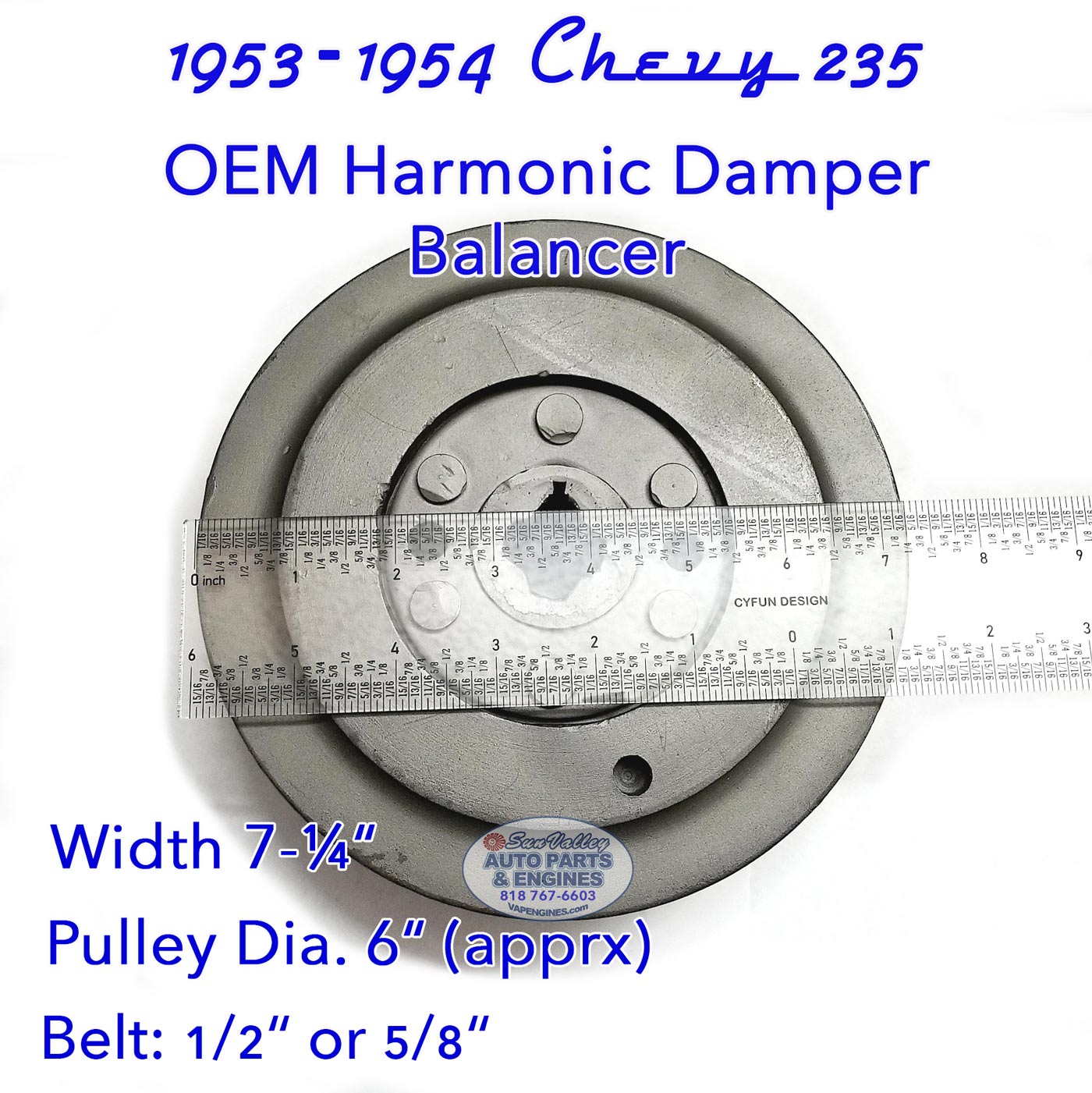 53-54 Chevy 235 Harmonic Balancer ½" to 5/8" groove, 6" pulley