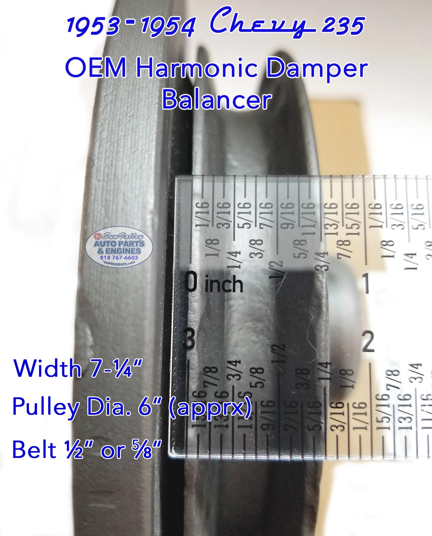 53-54 Chevy 235 Harmonic Balancer ½" to 5/8" groove