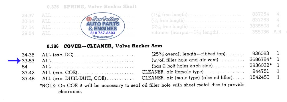 1954 GM Catalog page data