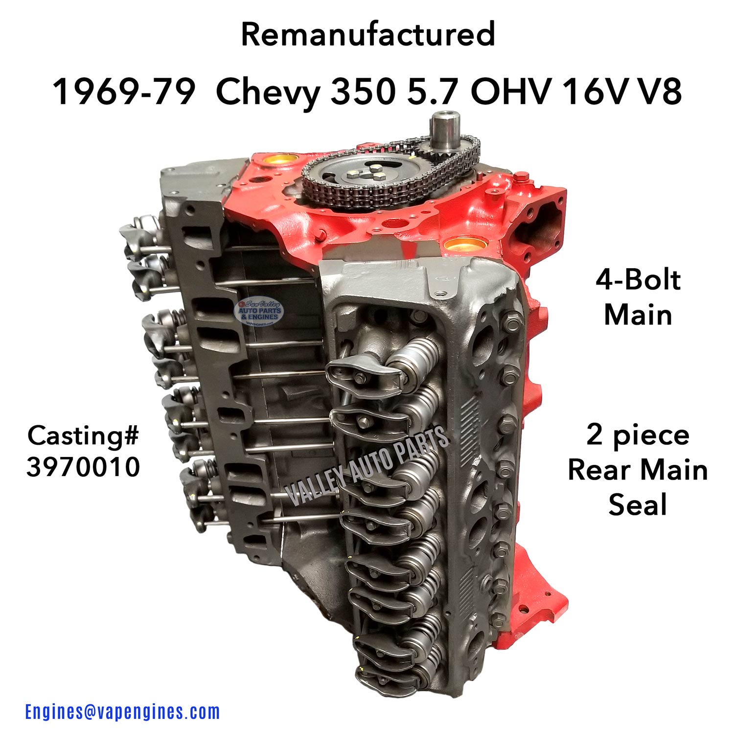 69-79 Chevy 350 5.7L OHV V8 Engine Remanufactured
