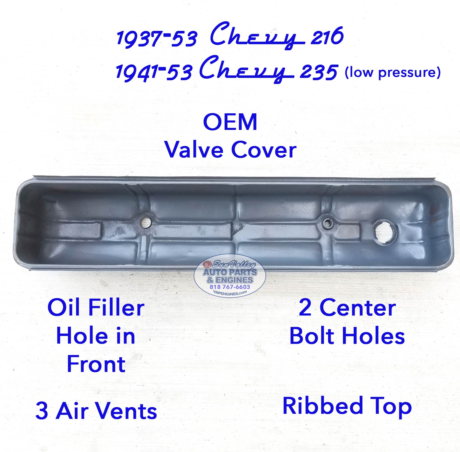 37-53 chevy 216 235 valve cover under side