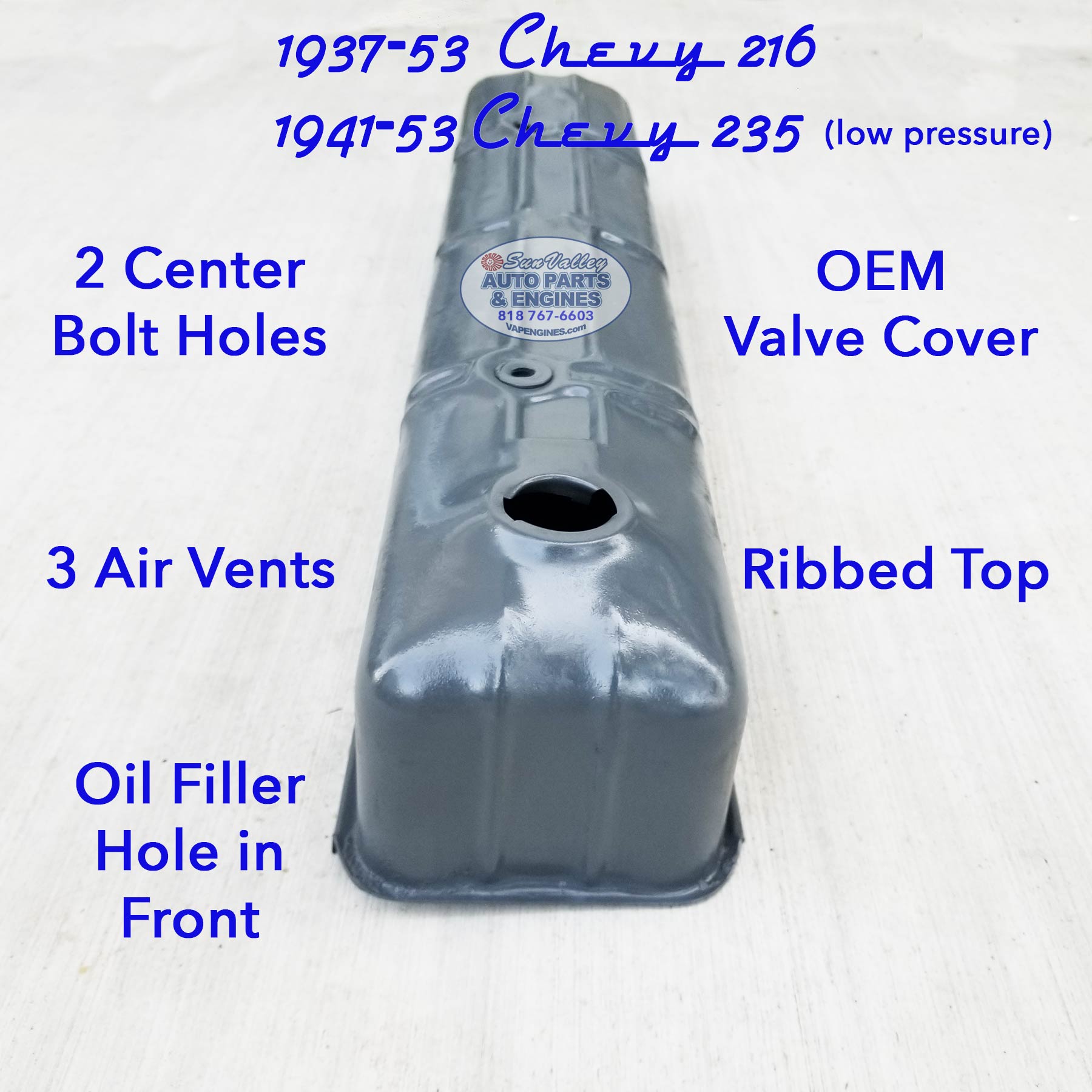 37-53 chevy 216 235 valve cover long view