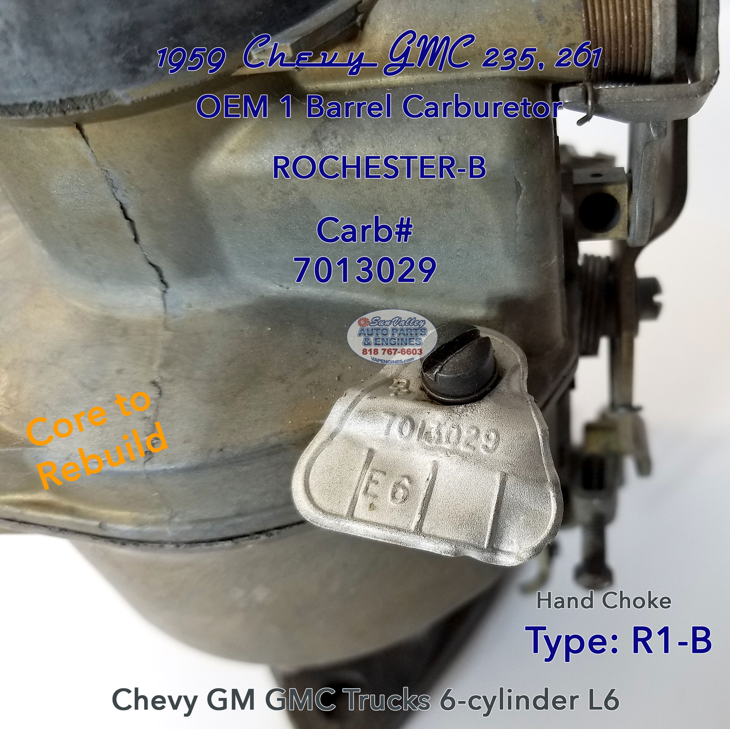 50-59 Chevy GMC carburetor 7010329 Tag