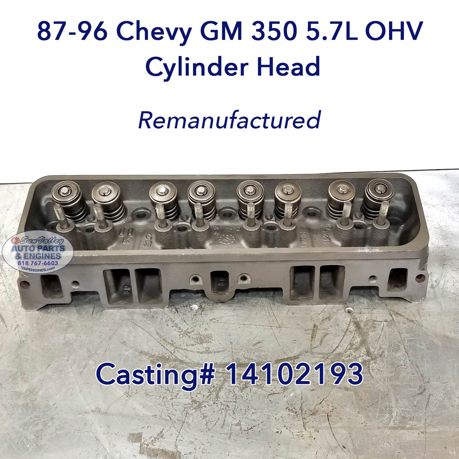 Remanufactured 87-96 GM Chevy 350 5.7 TBI Cylinder Head side