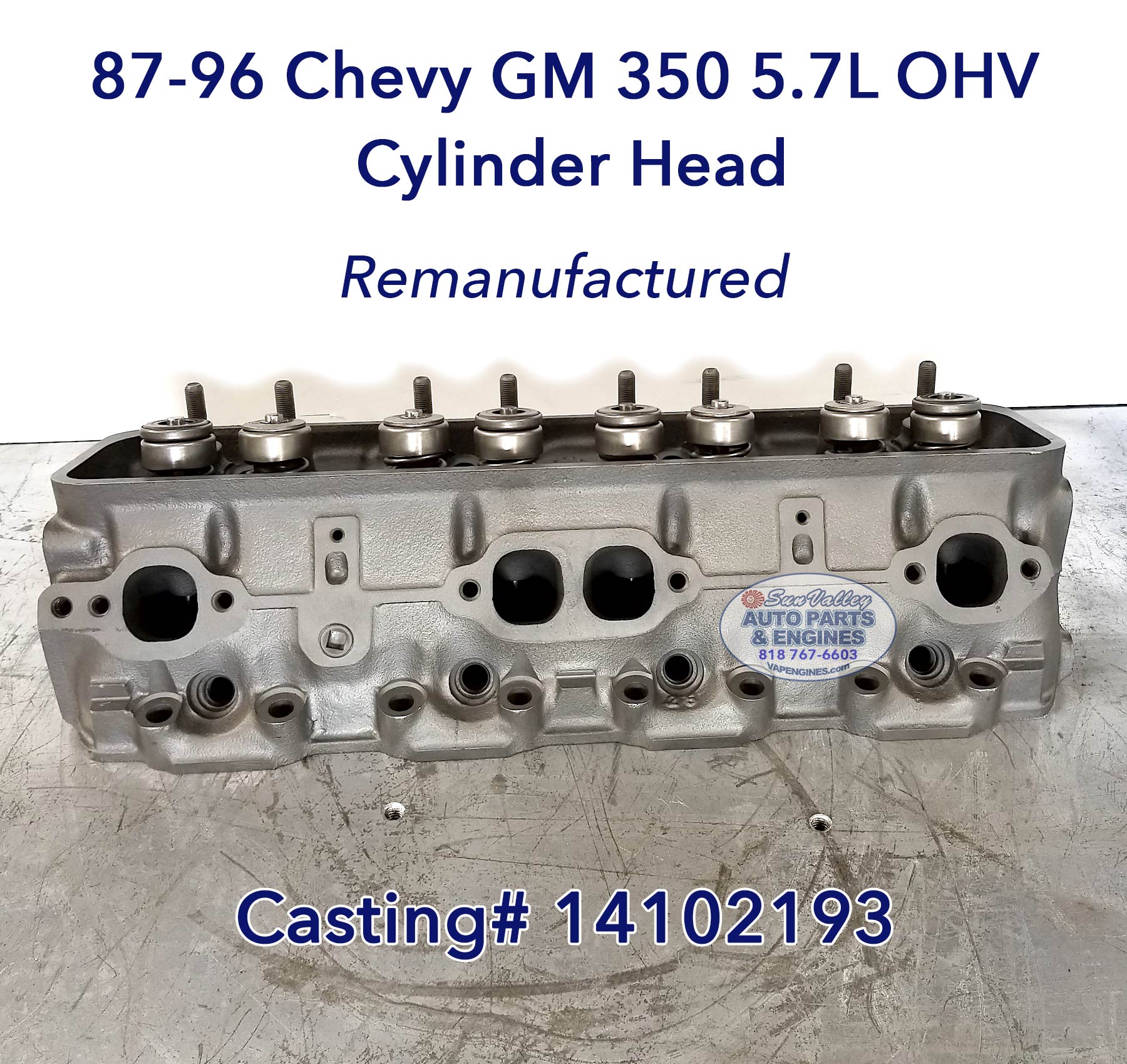 Remanufactured 87-96 GM Chevy 350 5.7 TBI Cylinder Head port view