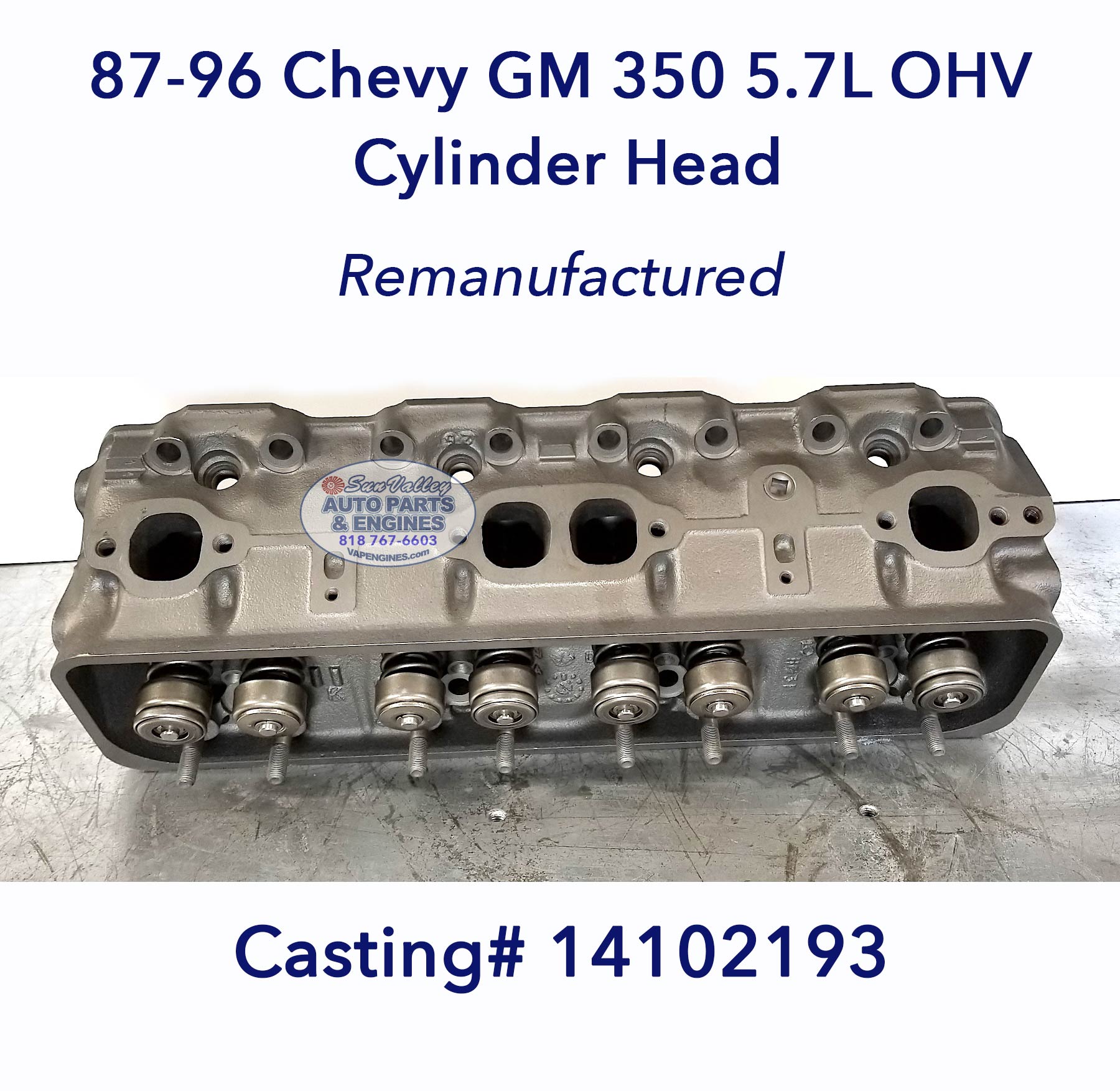 Remanufactured 87-96 GM Chevy 350 5.7 TBI Cylinder Head ports