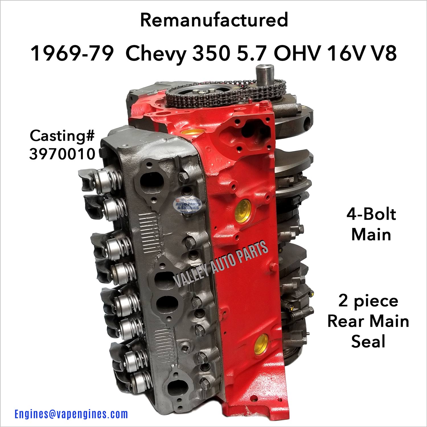 69-79 Chevy 350 5.7L OHV V8 Engine 3970010