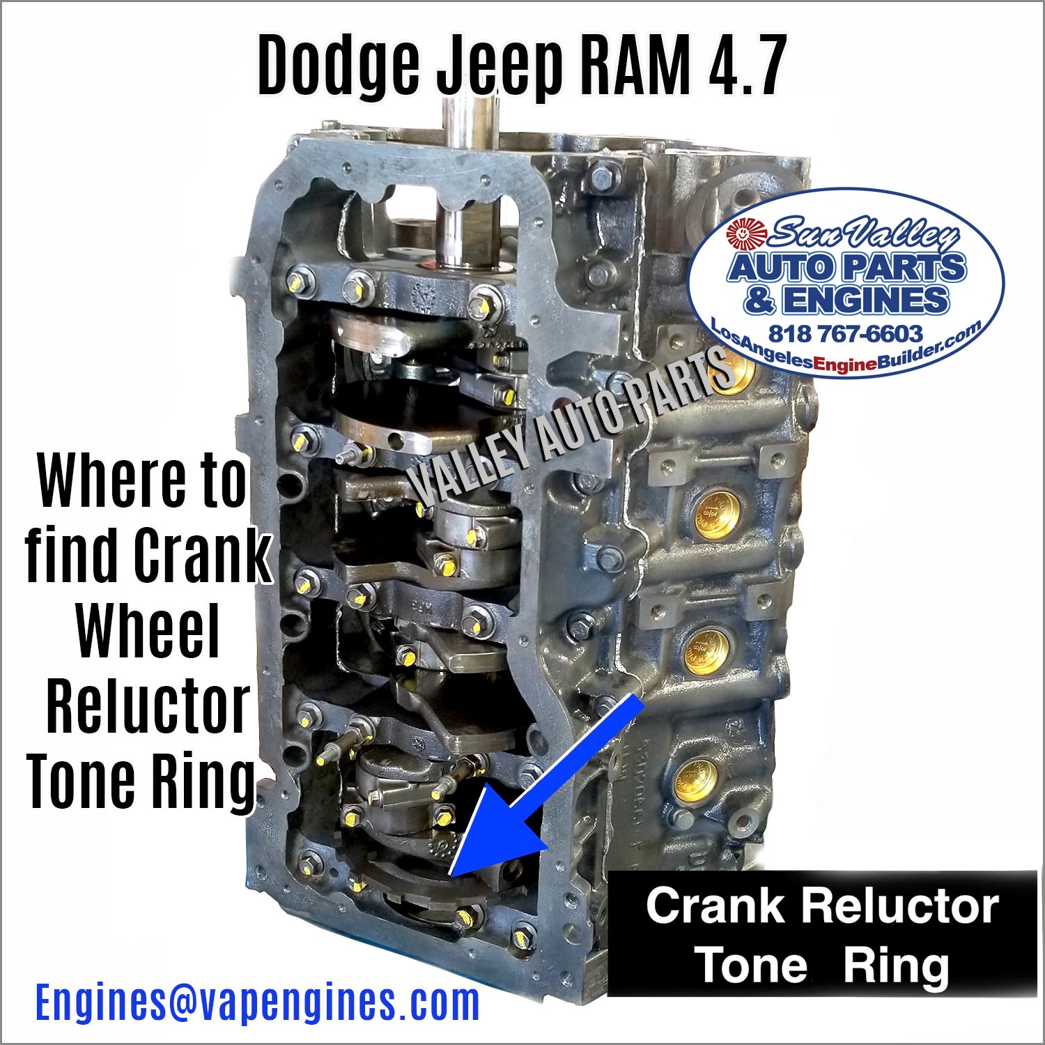 Dodge Jeep Ram 4.7 Crank Reluctor Wheel Tone Ring location