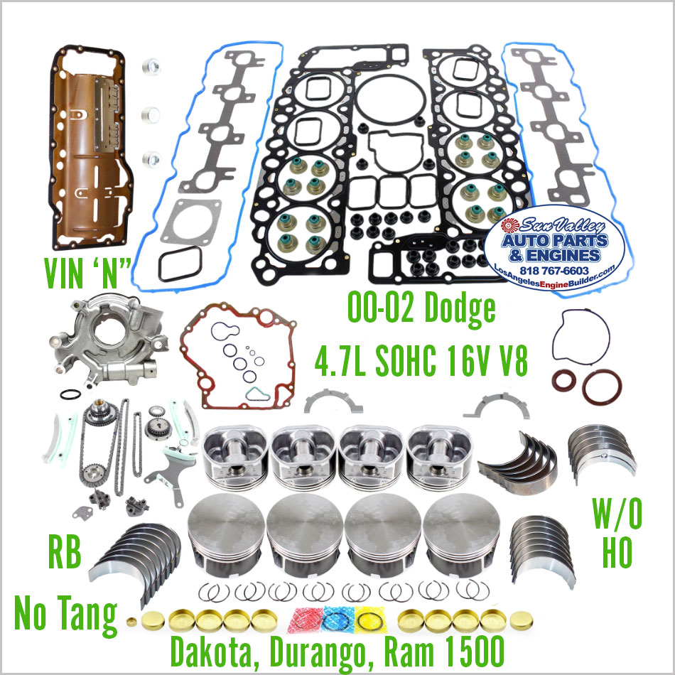 00-02 Dodge Ram 4.7L V8 Engine Rebuild Kit