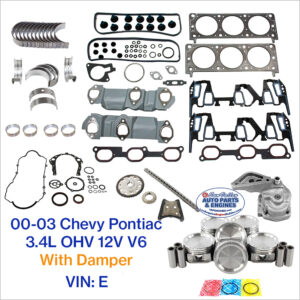 00-03 Chevy Pontiac 3.4L OHV 12V V6 Engine Rebuild Kit; VIN E; With Damper