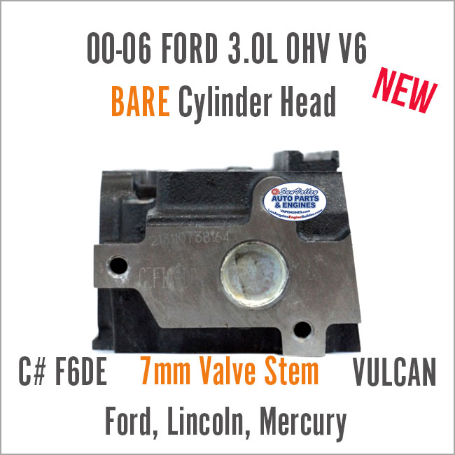 00-06 Ford 3.0 OHV V6 7mm F6DE Cylinder Head - New BARE. End