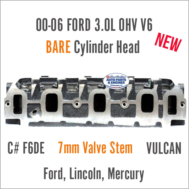 00-06 Ford 3.0 OHV V6 7mm F6DE Cylinder Head - New BARE. Ports