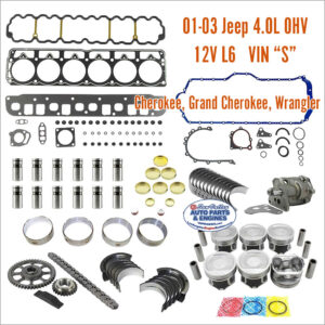 01-03 Jeep 4.0L OHV 12V L6 Engine Rebuild Kit, VIN S.