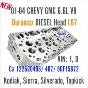 01-04 Chevy GMC DIESEL 6.6L V8 Duramax New BARE Cylinder Head LB7, VIN: 1, D. angled