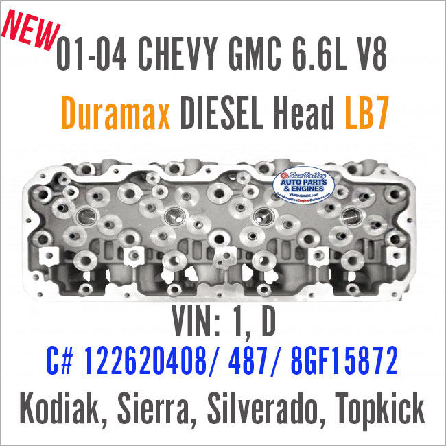 01-04 Chevy GMC DIESEL 6.6L V8 Duramax New BARE Cylinder Head LB7, VIN: 1, D, bk