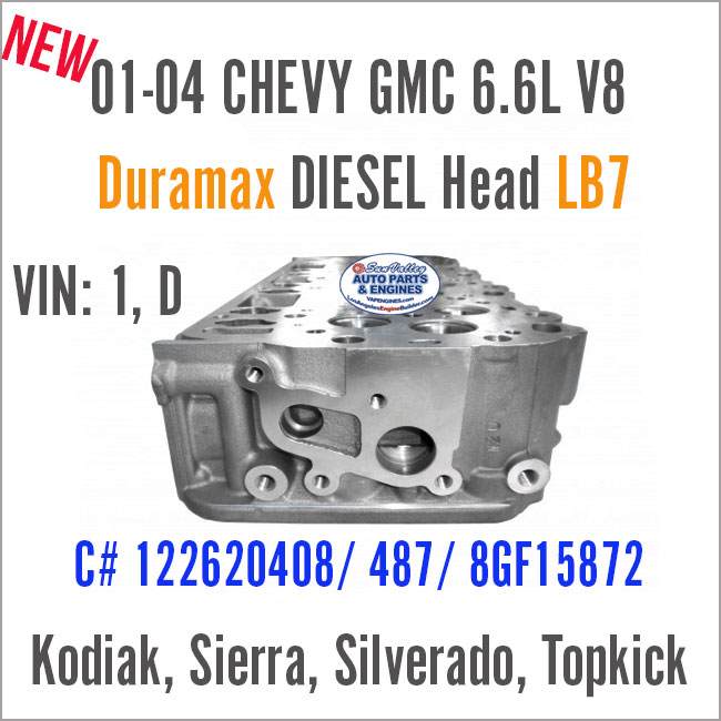 01-04 Chevy GMC DIESEL 6.6L V8 Duramax New BARE Cylinder Head LB7, VIN: 1, D, end 2