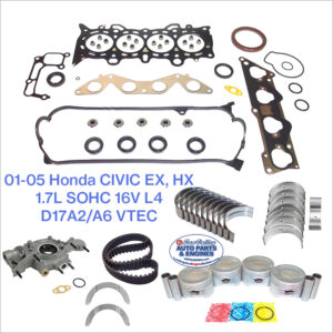 01-05 Honda Civic EX HX 1.7 SOHC 16V L4 Engine Rebuild Kit. D17A2, D17A6, VTEC