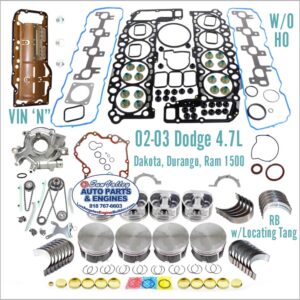 02-03 Dodge 4.7L Master Engine Rebuild Kit for Dakota, Durango, and Ram 1500