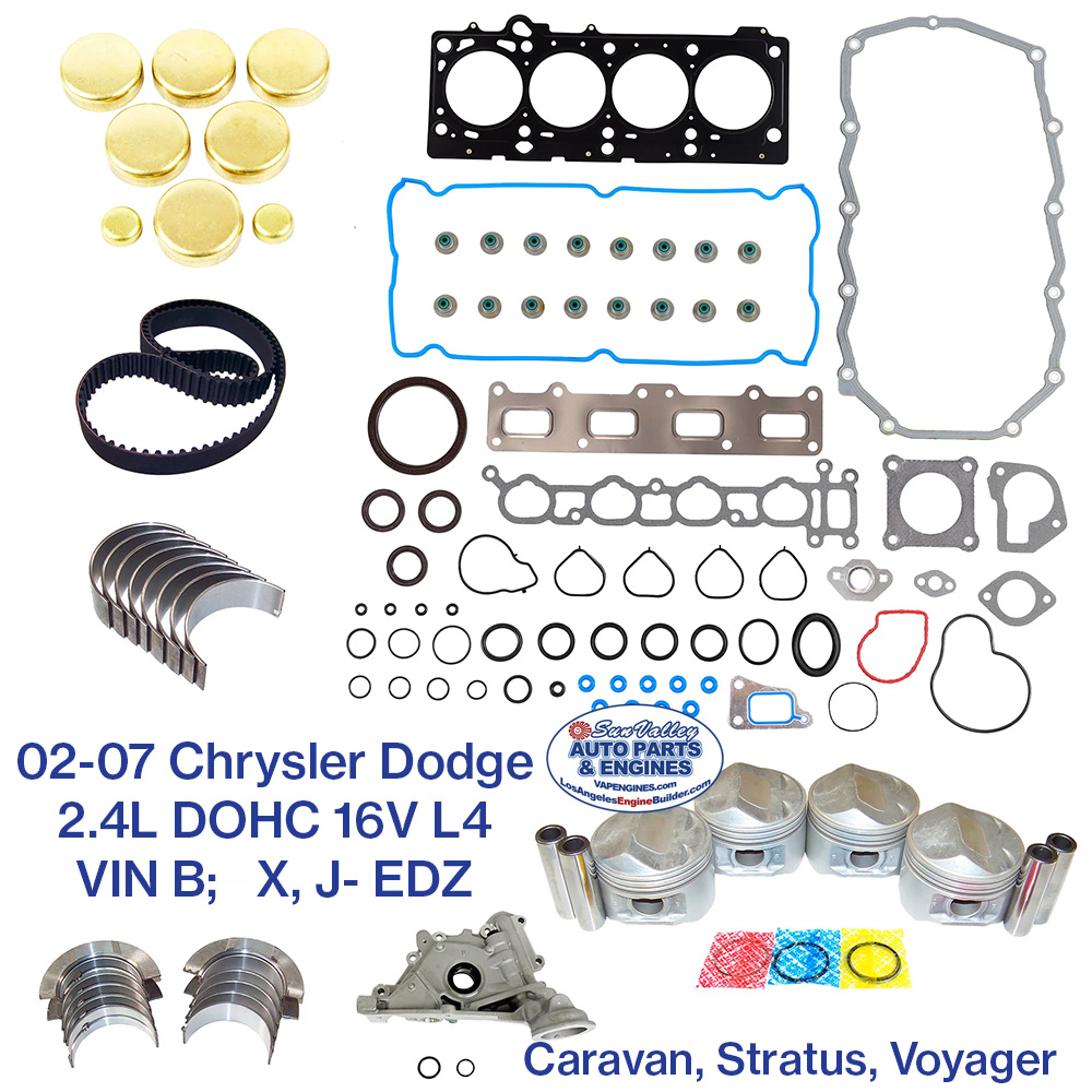 02-07 Chrysler Dodge 2.4L DOHC 16V L4 Engine Rebuild Kit. Chrysler Voyager, Dodge Caravan, Stratus