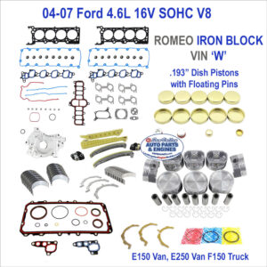 04-07 Ford F150 4.6 16V Engine Rebuild Kit. Romeo, W, Iron, .193 Dish