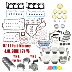 07-11 Ford Mercury 4.0L SOHC 12V V6 Engine Rebuild Kit, VIN E and K (Flex Fuel)