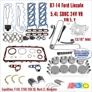 07-14 Ford Lincoln 5.4L SOHC 24V V8 Engine Rebuild Kit. VIN 5, V.