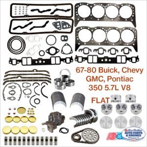 67-80 Chevy GMC Olds Pontiac 5.7L 350 OHV 16V V8 Engine Rebuild Kit. FLAT Pistons.