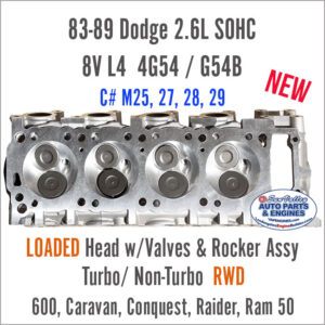 83-89 Dodge 2.6 SOHC 8V L4 Loaded Cylinder Head 4G54/ G54B RWD. Face