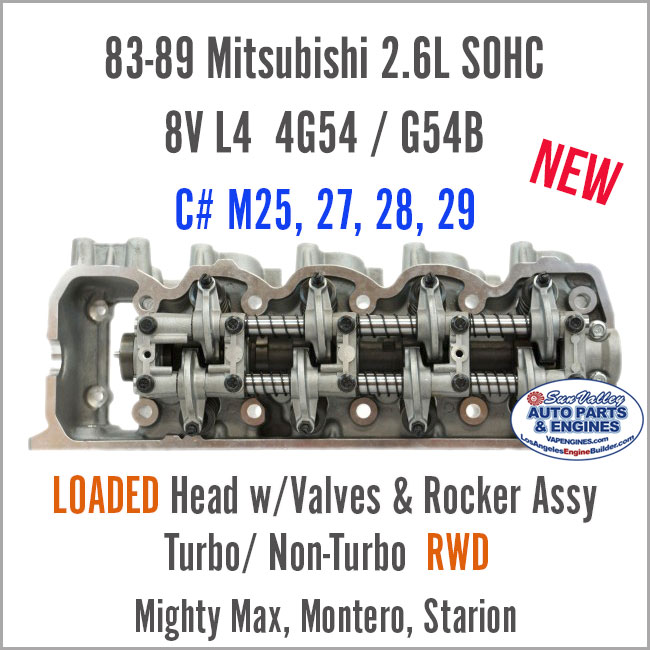 83-89 Mitsubishi 2.6 SOHC 8V L4 Loaded Cylinder Head 4G54/ G54B RWD. Back
