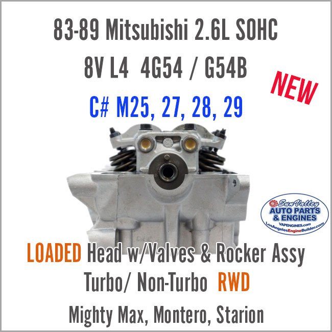 83-89 Mitsubishi 2.6 SOHC 8V L4 Loaded Cylinder Head 4G54/ G54B RWD. End