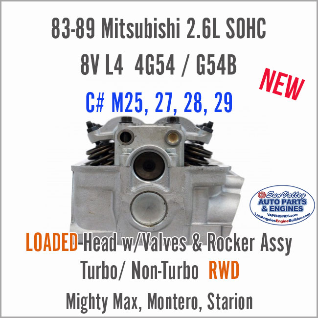 83-89 Mitsubishi 2.6 SOHC 8V L4 Loaded Cylinder Head 4G54/ G54B RWD. End 2