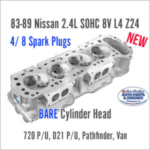 83-89 Nissan 2.4 SOHC 8V L4 Z24 Bare New Cylinder Head. 4/8 Spark Plugs. Angle