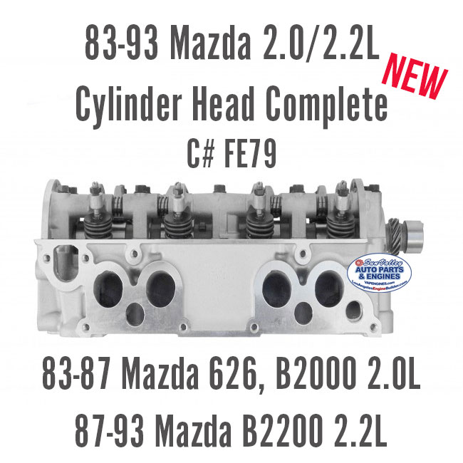 83-93 Mazda 2.0 2.2L SOHC 8V Loaded Cylinder Head. C# FE79. 626, B2000, B2200 angle