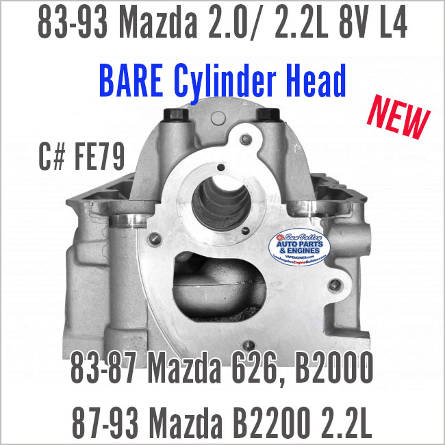 83-93 Mazda 2.0 2.2L SOHC 8V BARE Cylinder Head. C# FE79. 626, B2000, B2200. end