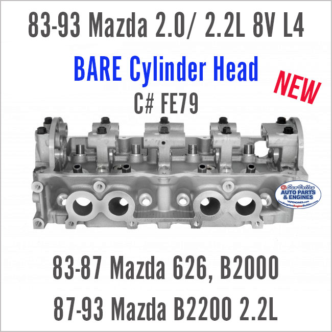 83-93 Mazda 2.0 2.2L SOHC 8V BARE Cylinder Head. C# FE79. 626, B2000, B2200 ports 2