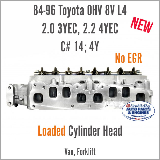 84-96 Toyota 2.0 3Y 2.2 4Y OHV 8V L4 Loaded New Cylinder Head with valves. Ports