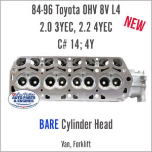 84-96 Toyota 2.0 3Y 2.2 4Y OHV 8V L4 Bare New Cylinder Head. FAce