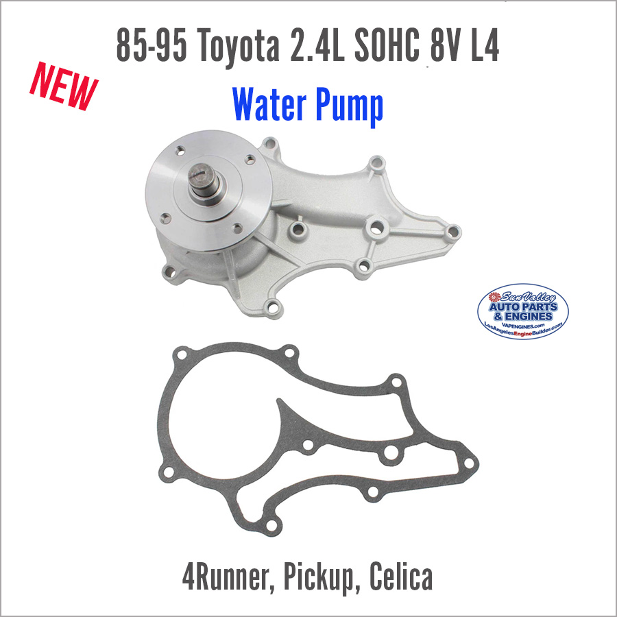 85-95 Toyota 2.4L 8V SOHC L4 New Water Pump. 22R, 22RE, 22REC, 22RTEC.