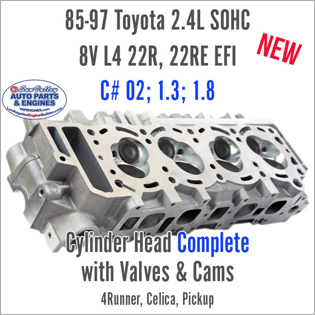 85-97 Toyota 2.4L SOHC 8V 22R 22RE EFI Loaded Cylinder Head with valves/cam. Angle