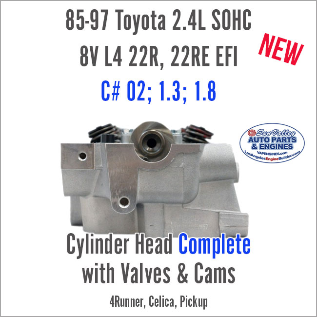 85-97 Toyota 2.4L SOHC 8V 22R 22RE Loaded Cylinder Head with valves/cam. End 2