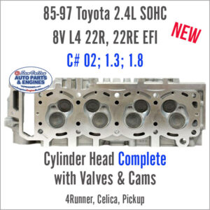 85-97 Toyota 2.4L SOHC 8V 22R 22RE EFI Loaded Cylinder Head with valves/cam. Face