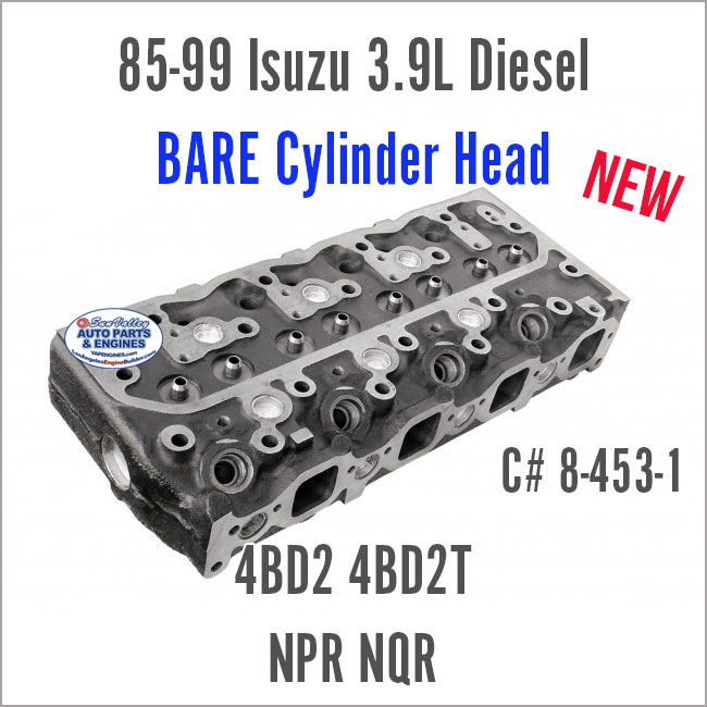 85-99 Isuzu Diesel 3.9L 4BD2 4BD2T New BARE Cylinder Head. C# 8-453-1. ISUZU NPR, NQR. Back angle