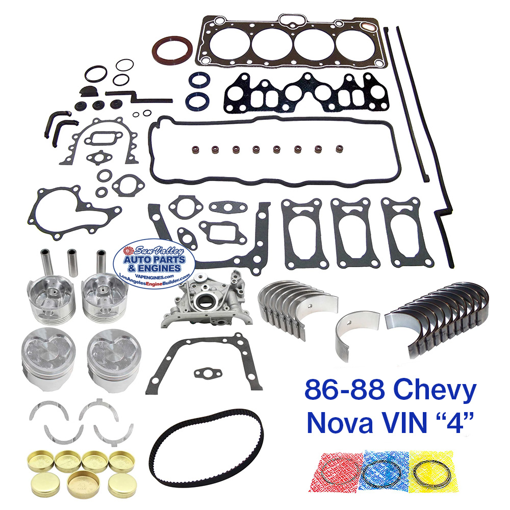 86-88 Chevy Nova 1.6L Engine Rebuild Kit, VIN 4
