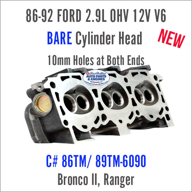 86-92 Ford Ranger Bronco II 2.9 OHV 12V V6 Bare Head; 10mm, 86TM/89TM-6090. Angle view