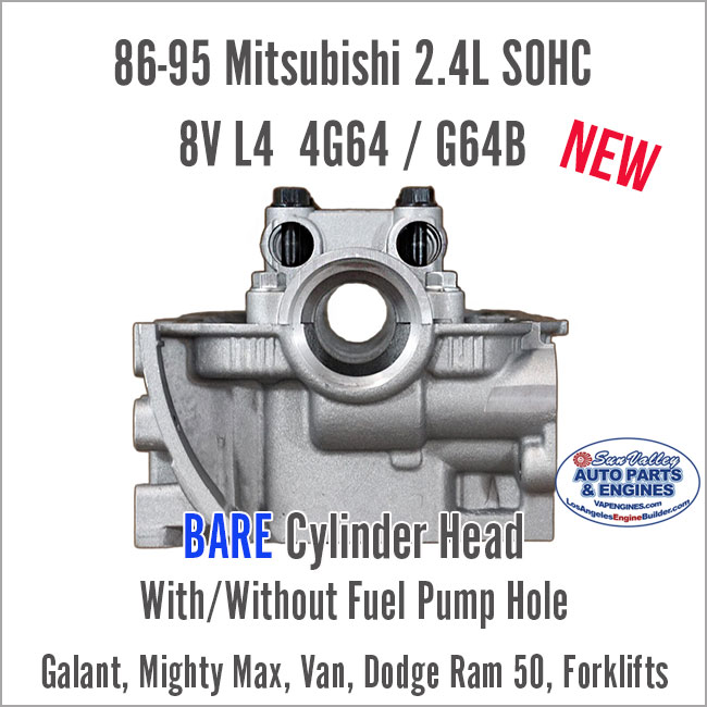 86-95 Mitsubishi 2.4L SOHC 8V L4 4G64 G64B Bare Cylinder head. End
