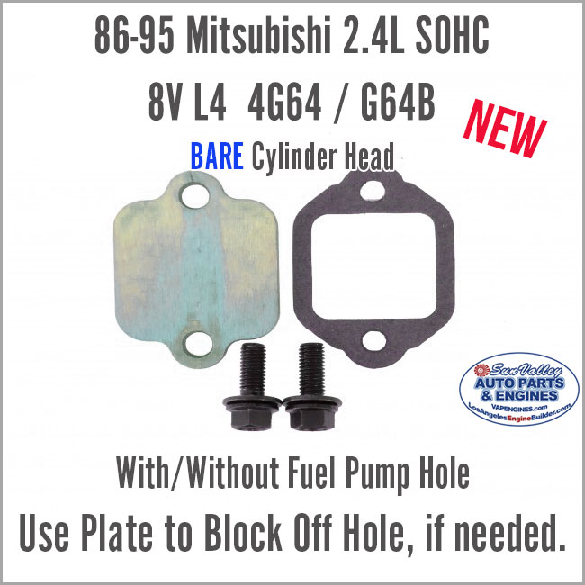 86-95 Mitsubishi 2.4L SOHC 8V L4 4G64 G64B Bare Cylinder head. Fuel Pump Plate