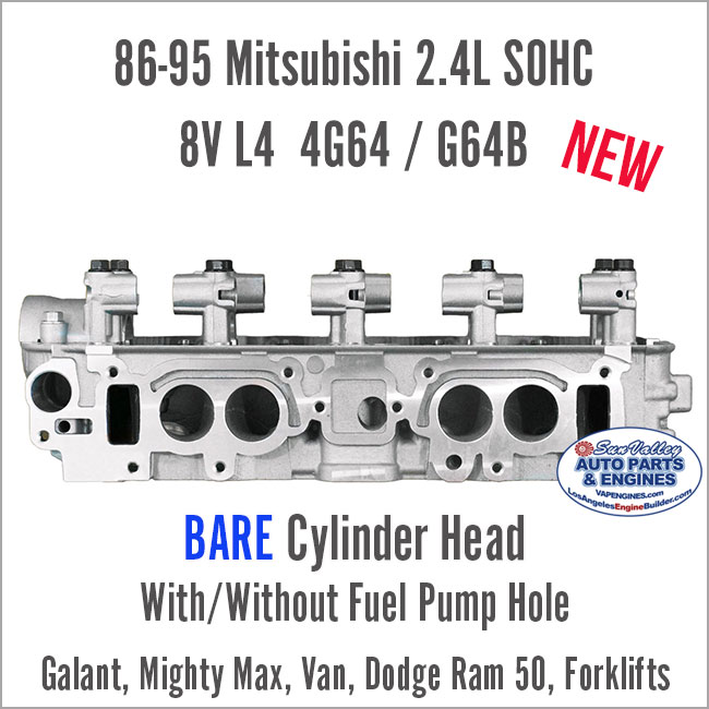 86-95 Mitsubishi 2.4L SOHC 8V L4 4G64 G64B Bare Cylinder head. Port
