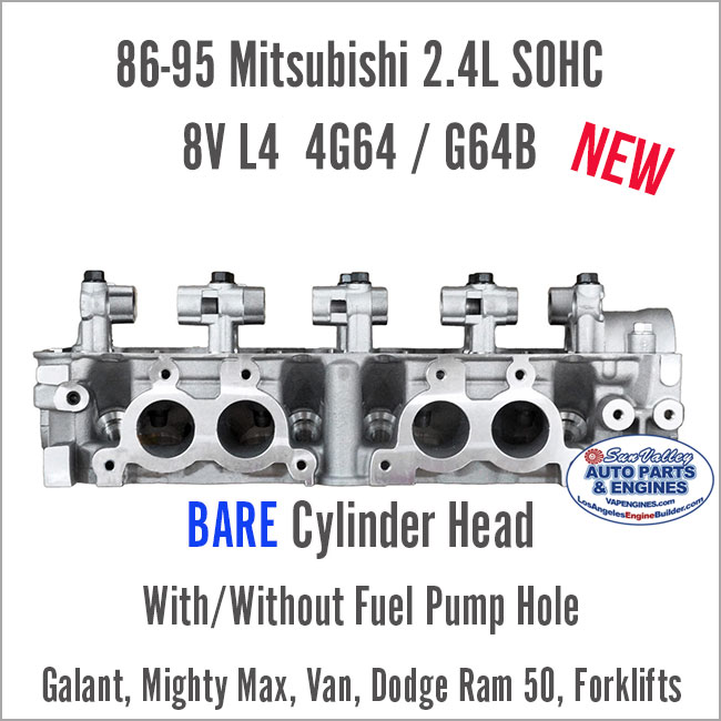 86-95 Mitsubishi 2.4L SOHC 8V L4 4G64 G64B Bare Cylinder head. Ports